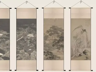 Chinese style calligraphy and painting 3D model