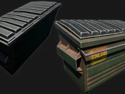Low-poly PBR Dumpster trash can Low-poly 3D model