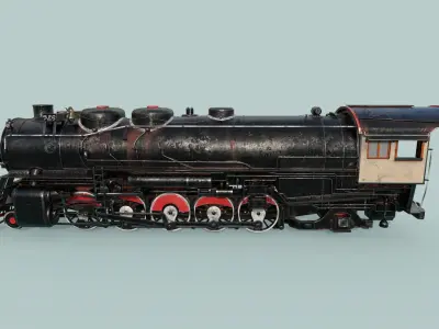  Santa Fe Steam train Locomotive  Low-poly 3D model