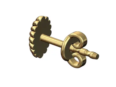 Ribbed rosette art deco stud earring 3D print model