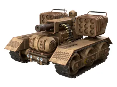 UGV Concept-3B-Desert-Rusty Low-poly 3D model