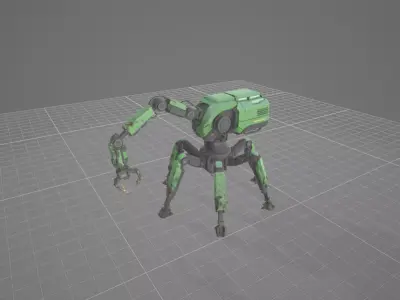 Futuristic Agricultural hexapod robot with manipulator 3D model