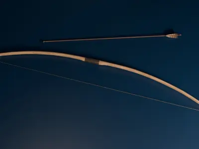 Medieval Longbow and Arrow Game Ready Low-poly 3D model