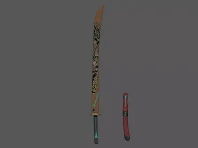 Details samurai sword Low-poly 3D model