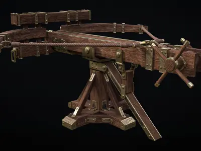Ballista wooden machine Free low-poly 3D model