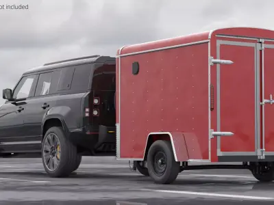Compact Enclosed Road Trailer Red 3D model purchase