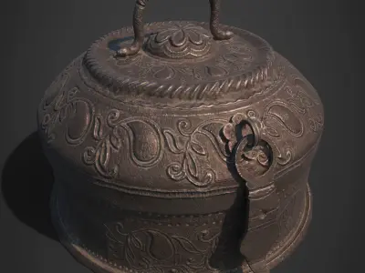 antique jwellery box Low-poly 3D model