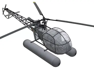 Floats SNCASE SE3130 Alouette II  Low-poly 3D model