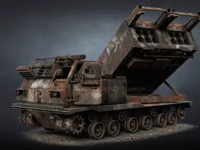 M270 MLRS Destroyed Low-poly 3D model