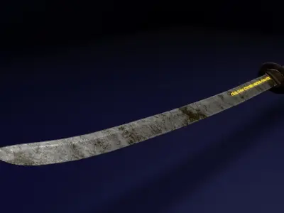 Rusted Rune Katana Low-poly 3D model