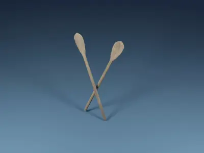 Wooden oars 3D model purchase