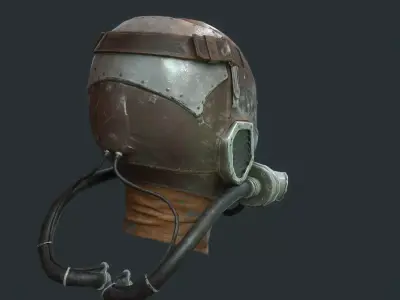 Steampunk Respirator Helmet Low-poly 3D model
