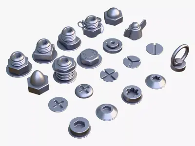 Fasteners Bolts Nuts Screws Kit M1 3D model