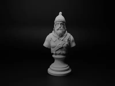 Medieval Catapult Operator Bust Chess 3D print model buy