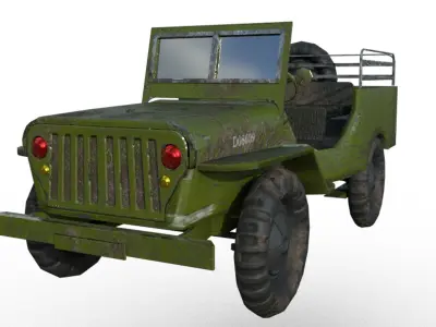 Military Jeep Low Poly Model  Low-poly 3D model