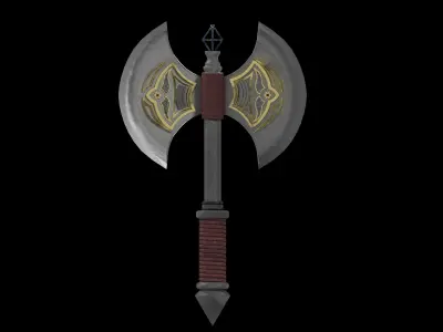 Low poly double sided Viking axe Low-poly 3D model