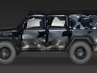 Realistic Matte Black Armored SUV 3D Model 3d model Low-poly 3D model