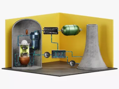 Nuclear Reactor V2 - Power Plant Animated Low-poly 3D model