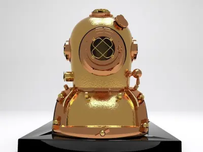 Antique Brass Divers Helmet 3D model