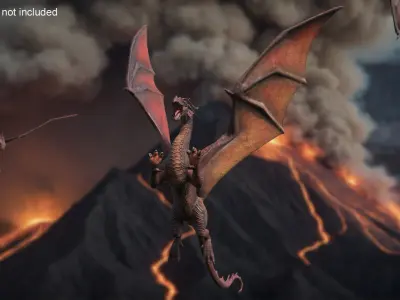 Mythical Dragon Creature Flying 3D model