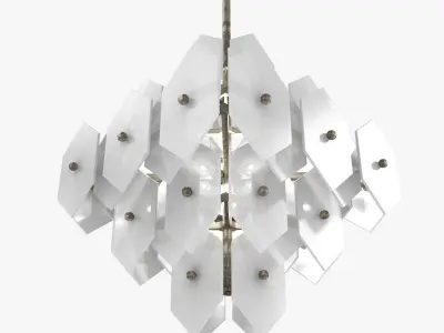 Cash Stacked Pendant  Antique Silver  White Matte 3D model