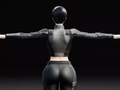 Tactical Female Soldier Character Rigged Low-poly 3D model