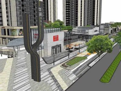 Modern commercial landscape 3D model purchase