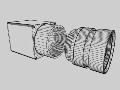 Industrial GigE CCTV camera with C-mount 35 mm lense 3D model 3D model