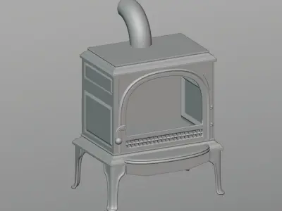 Wood burning stove 3D model