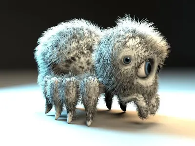 cartoon jump spider Low-poly 3D model