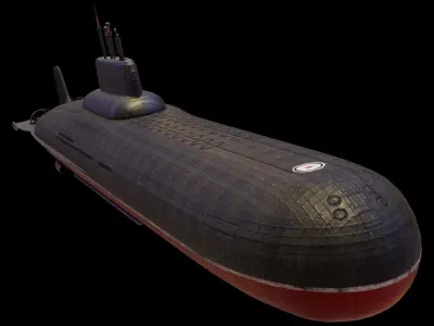 Typhoon Class Submarine Project 941 or Akula model Low-poly 3D model