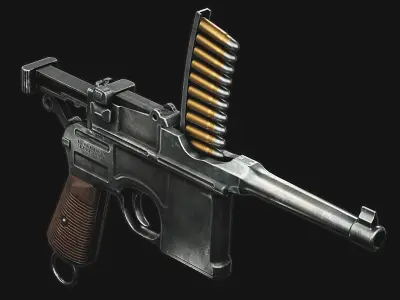 Mauser C96 - Model and Textures Low-poly 3D model