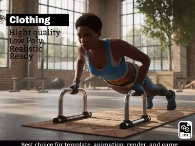 Realistic Sportwear Set for Game Characters Low-poly 3D model