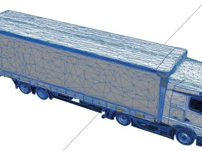 Mercedes Actros Semi Truck With Trailer Cargo Transport 3D model
