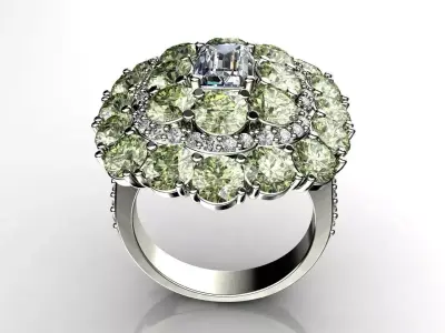Antique Vintage Diamond Cluster Ring 3D print model