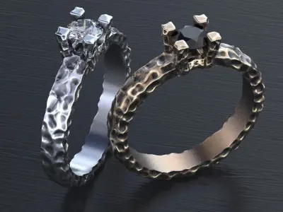 Engagement Stylish antique ring with diamond 364 3D print model