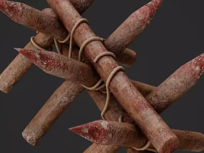 Wooden Spikes Game Ready Model Low-poly 3D model