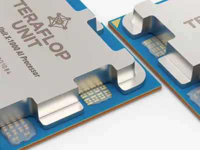 Central Processing Unit Chip Silver 3D model