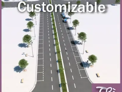 CITY STREET CUSTOMIZABLE 3D model