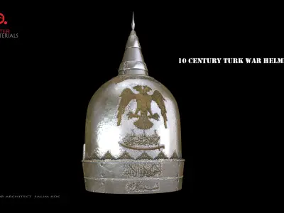  10 century Turkish war helmet design Low-poly 3D model