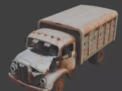 Rusted Old Cargo Truck 3D Model Low-poly 3D model