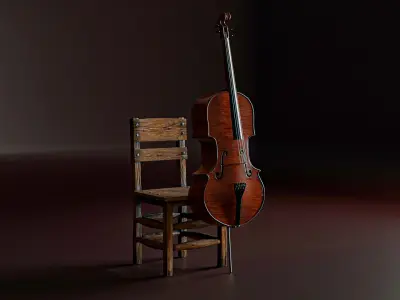 Violin cello 3D model with blender and substance painter Low-poly 3D model