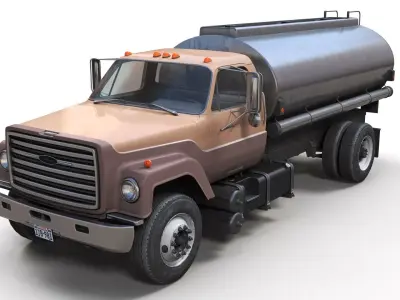 80s tanker truck Low-poly 3D model
