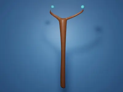 Staff asset videogame Low-poly 3D model