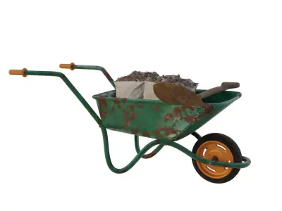 Wheelborrow for Garden exterior design or game  Low-poly 3D model