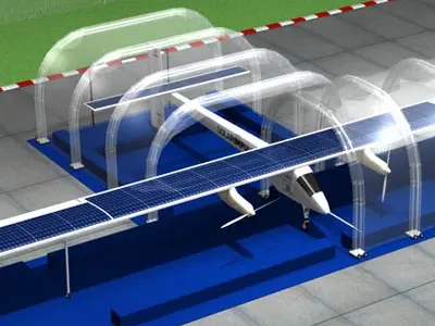 Solar impulse with inflatable hangar 3D model