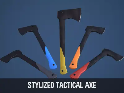 Stylized Tactical Axe Low-poly 3D model