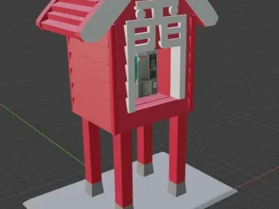 Special phone booth in Kinmen Taiwan Low-poly 3D model