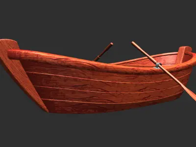 Wooden Boat Low-poly 3D model