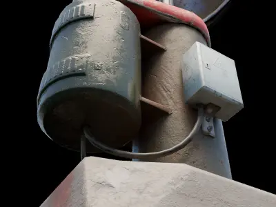 Rusty vertical wind turbine Low-poly 3D model